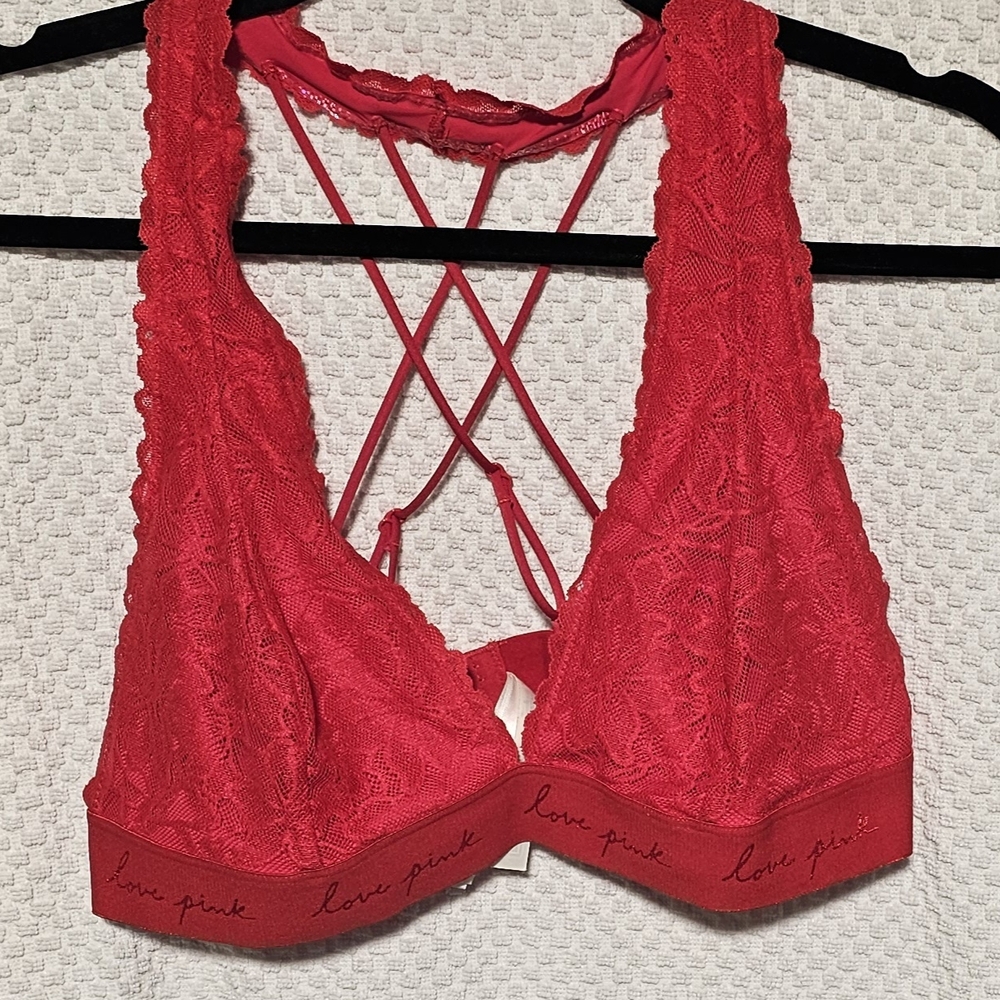 PINK Victoria's Secret Red Lace Bralette